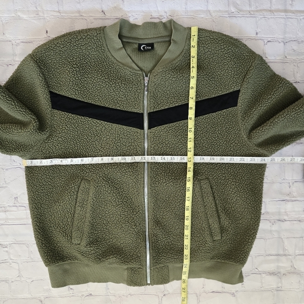 Active Flying V Olive Green Sherpa Zip Bomber Jacket Size:XXL - Picture 3 of 8